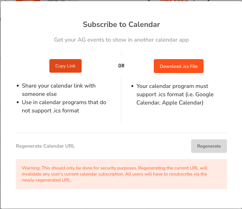 Subscribing a Calendar vs Integrating a Calendar